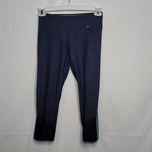 Nike blue pull on legging capris workout gym running training sz Small